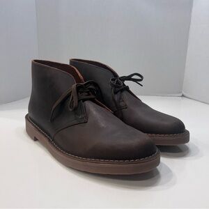 NWOT Clarks Bushacre 2 Chukka Leather Beeswax Boots Ortholite Men’s Sz 11 1/2 W